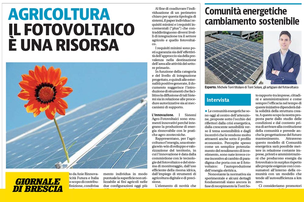 Fotovoltaico risorsa per l'ambiente Torri Solare Brescia